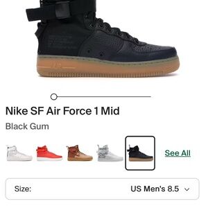 Nike Air Force 1 High top Mid Black Gum Sneakers